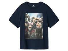 Name It t-shirt navy blazer with monkey print